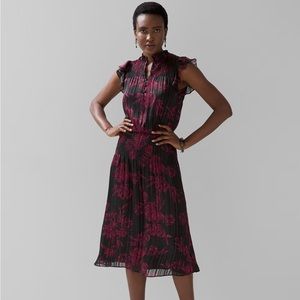 White House Black Market Smocked Waist Midi Dress. NWT. Lined.